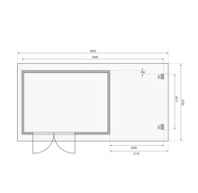 Plan d''un abri de jardin avec indications de dimension