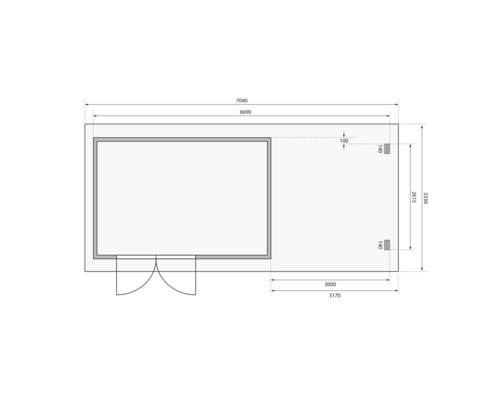 Plan d''un abri de jardin avec indications de dimensions