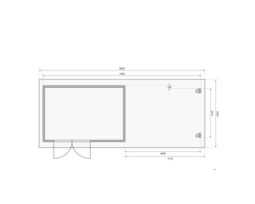 Plan d''un abri de jardin avec indications de dimensions