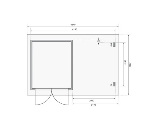 Schéma technique d''une remise de jardin avec dimensions