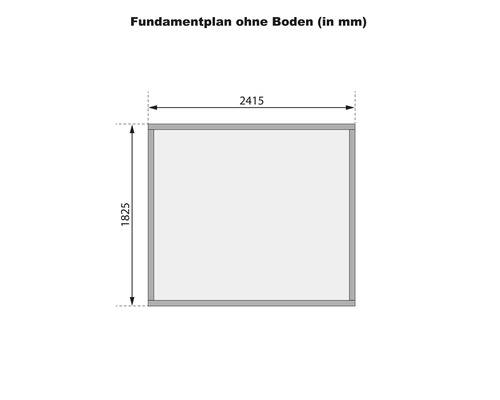Plan de fondation sans sol avec des dimensions de 2415 sur 1825 millimètres