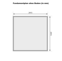 Fundamentplan ohne Boden mit den Maßen 2415 mal 2415 Millimeter