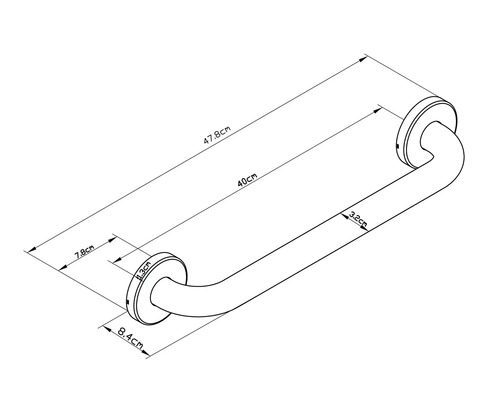 Zeichnung eines Haltegriffs mit Maßangaben
