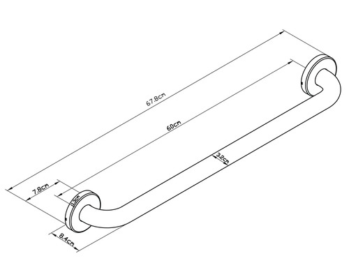 Technische Zeichnung eines Haltegriffs mit Maßangaben